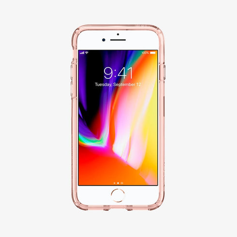 042CS20924 - iPhone SE Ultra Hybrid case in rose crystal showing the back